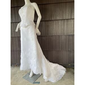 🔥Michaelangelo Strapless Bead Embroider Empire Waist Sweep Train Wedding Dress